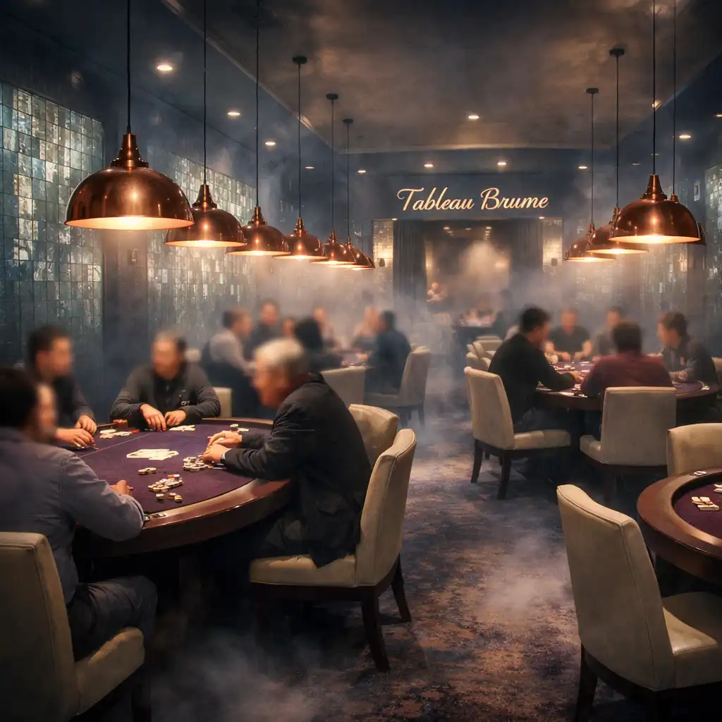 Vue d'ensemble de la Poker Room avec plusieurs tables de poker