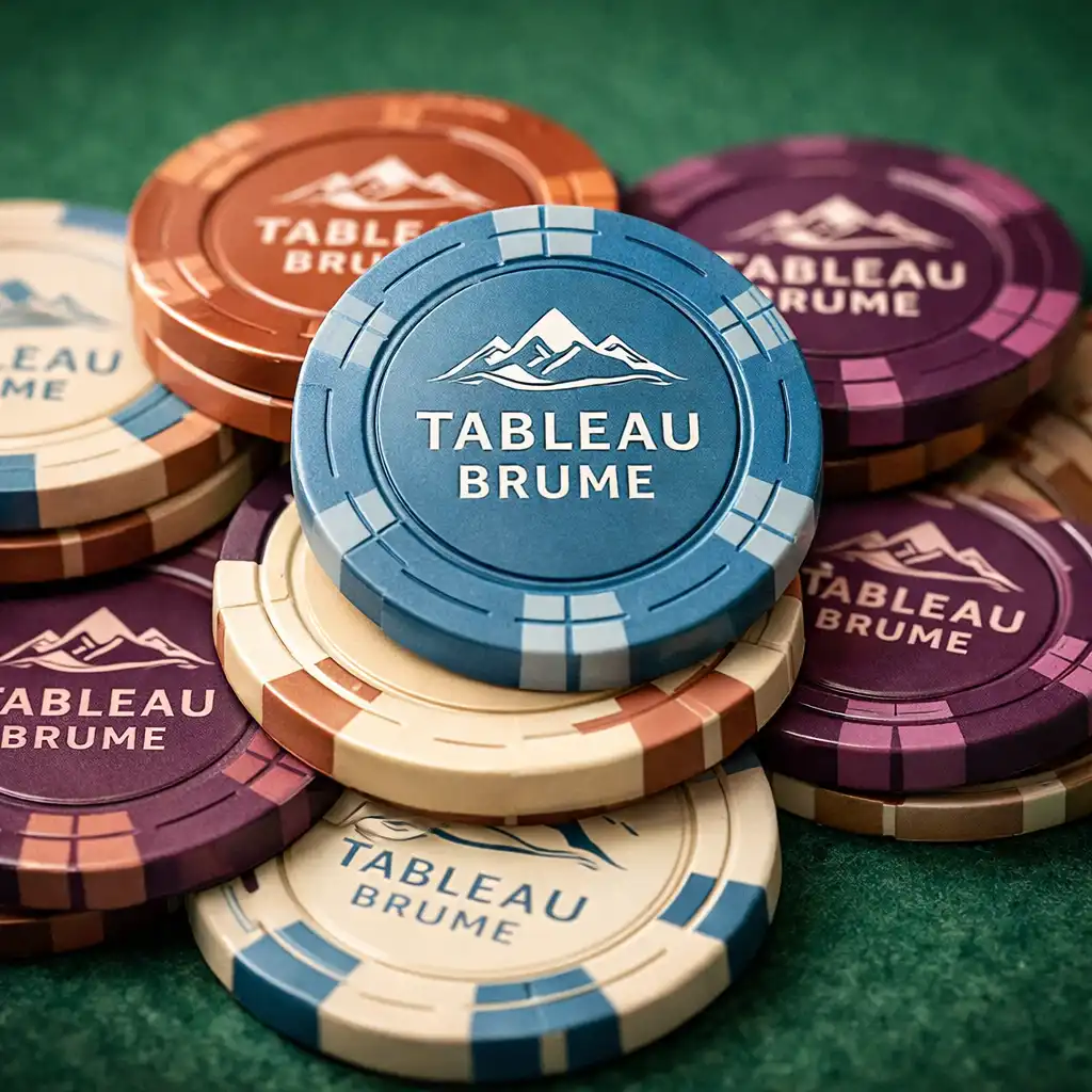 Pile de jetons de poker en céramique sur une table de poker
