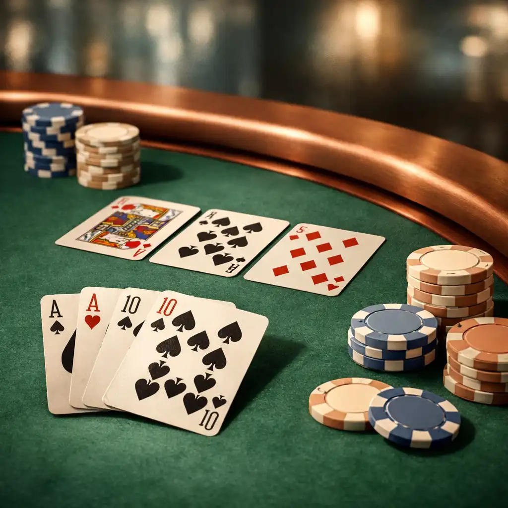 Table de poker professionnelle en feutrine verte avec bordures en cuivre